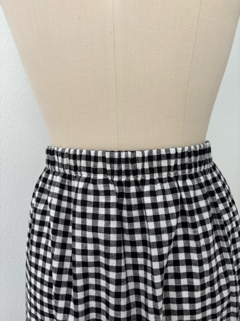 Gap Gingham Midi Skirt NWT Linen Blend Black & White L - Picture 5 of 8